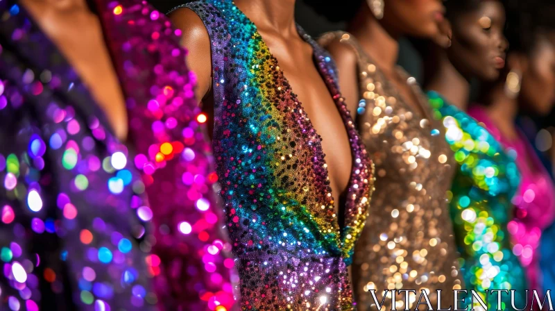 Rainbow Sequin Dress: A Dazzling Fashion Statement AI Image