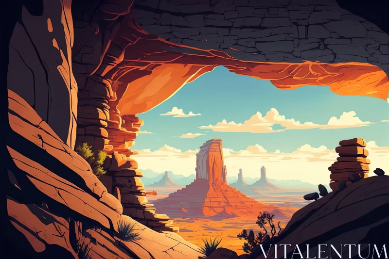 Vintage Illustration of a Desert Cave | Windows Vista Style AI Image