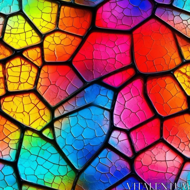 Cracked Stained Glass Texture | Rainbow Colors on White Background AI Image