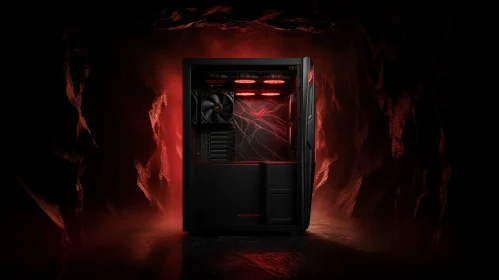 Futuristic Computer Case with Red Lighting