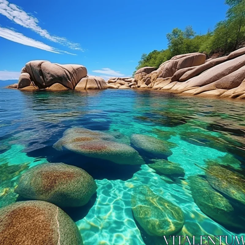 Captivating Waterway Surrounded by Majestic Rocks | Exotic Realism AI Image