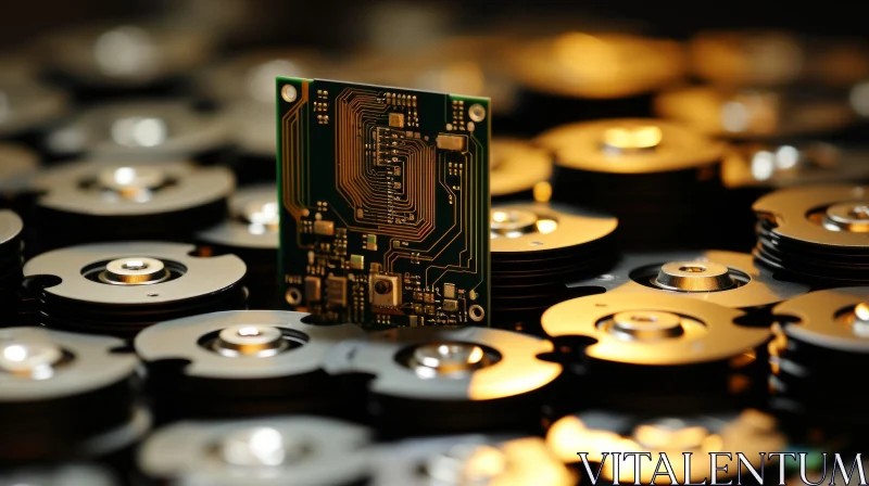 Intricate Circuit Board Close-Up: Electronic Components Detail AI Image
