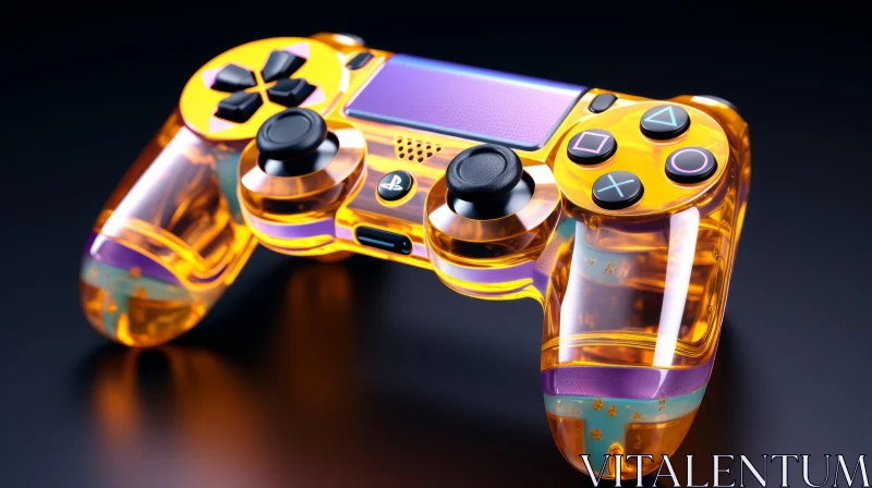 Yellow Transparent 3D Video Game Controller Rendering AI Image