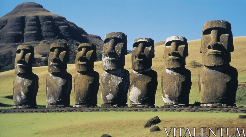 Captivating Moai Statues in a Unique Cartoonish Style AI Image