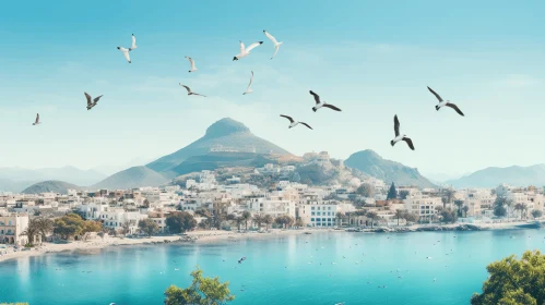 Captivating Town Amidst Majestic Mountains: A Nostalgic Mediterranean Landscape