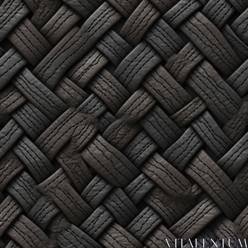 Dark Brown Woven Leather Texture AI Image