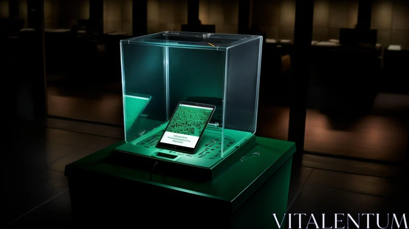 Green Glass Box Smartphone Map Display AI Image