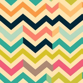 Retro Geometric Chevrons Seamless Pattern - Blue, Green, Orange, Pink, Yellow