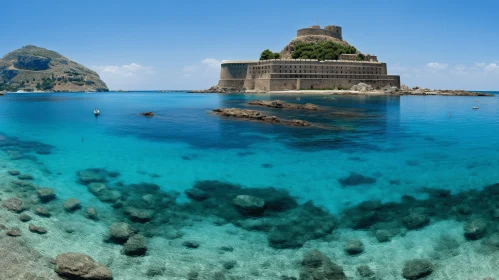 Captivating Island with Castle and Clear Water in Cinquecento Style