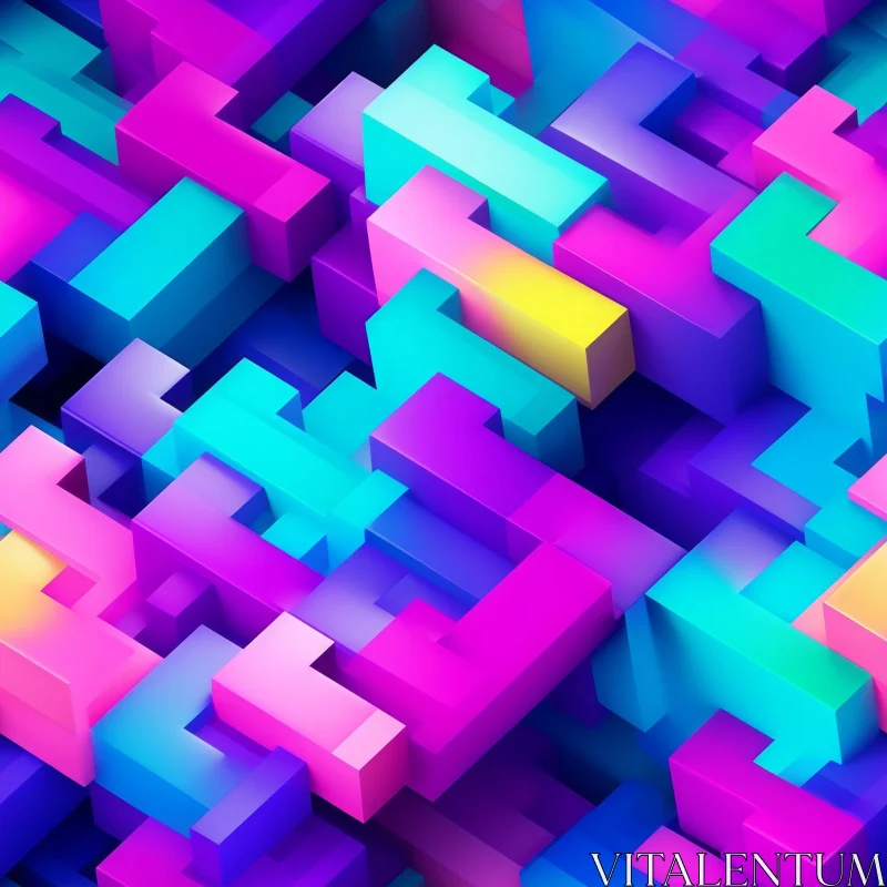 AI ART Colorful 3D Geometric Shapes Seamless Pattern Illustration