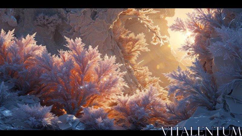 Enchanting Frozen Forest Landscape - A Captivating Winter Scene AI Image