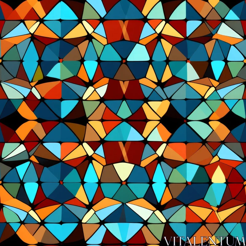 Dark Blue Kaleidoscope Pattern - Symmetrical Colored Glass Design AI Image