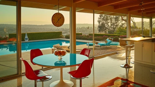 Mid-Century Modern House with Glass Window and Pool | Retro Design