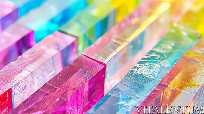 AI ART Abstract Glass Blocks - Translucent Rainbow Colors