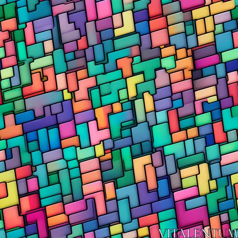 AI ART Colorful Abstract Background with Tetris-like Shapes
