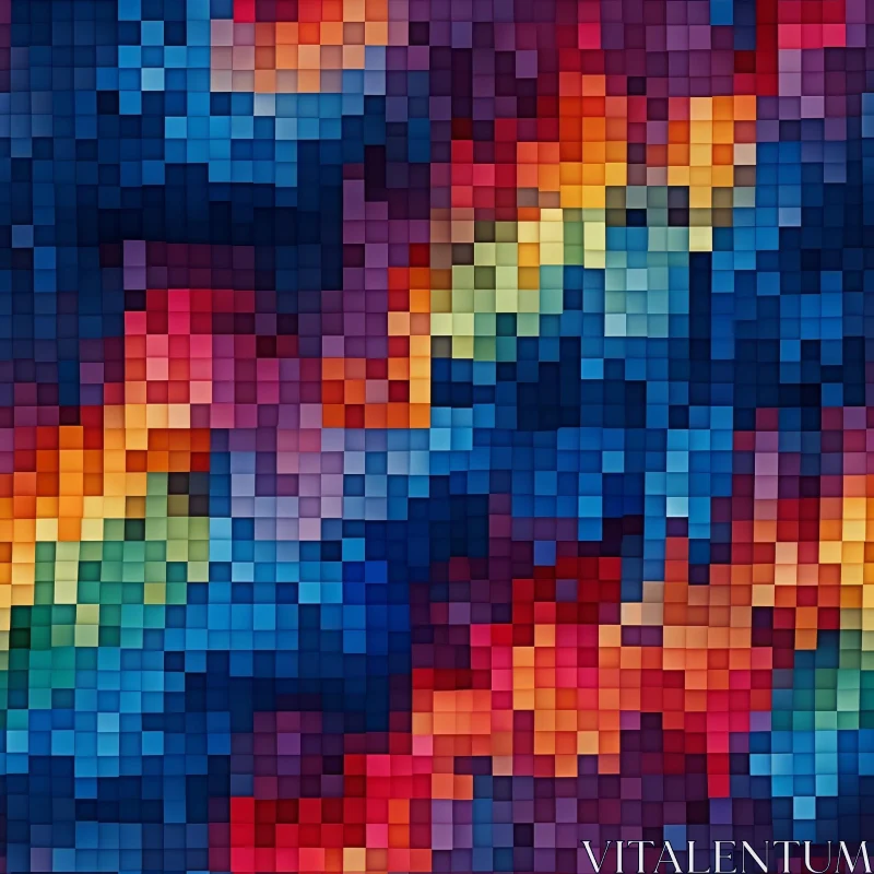 Colorful Pixelated Abstract Grid Art AI Image