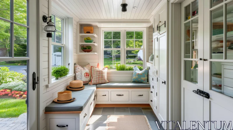 Inviting Mudroom with Seating and Storage | Modern Farmhouse Style AI Image
