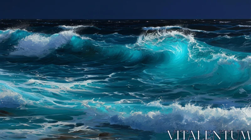 Powerful Sea Painting - Capturing the Beauty of the Waves AI Image
