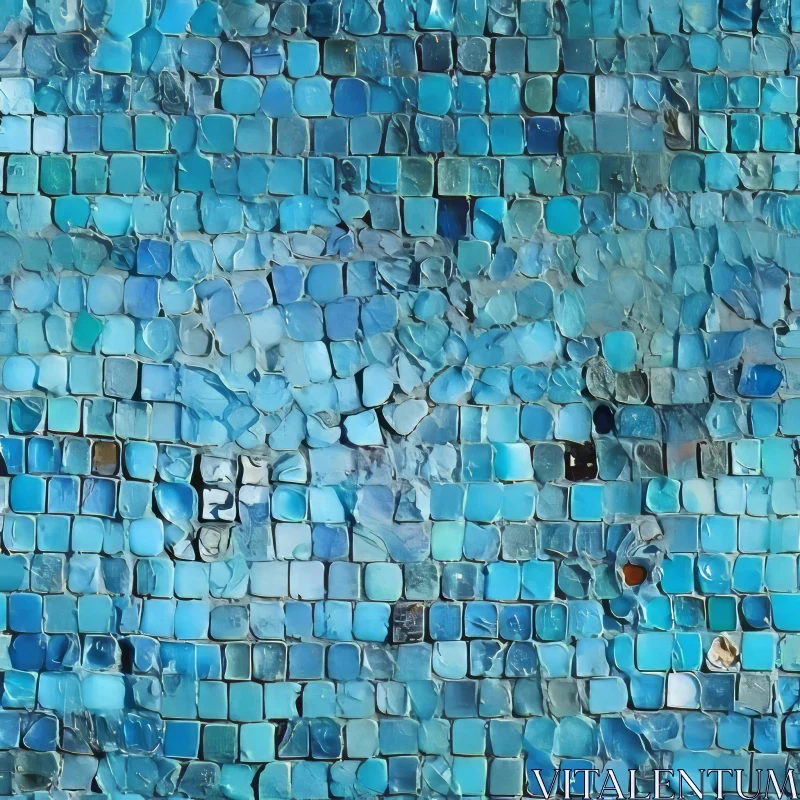 Blue Mosaic Wall Close-Up AI Image