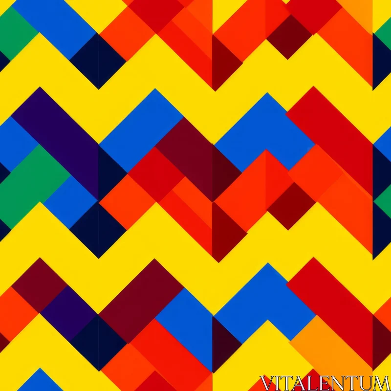 Chevron Geometric Rainbow Pattern on Yellow Background AI Image