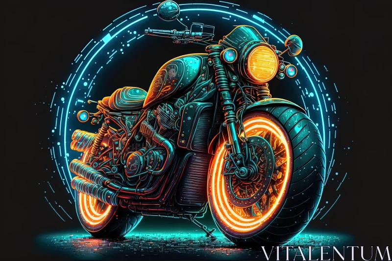 Neon Motorcycle Illustration with Luminous Colors AI Image