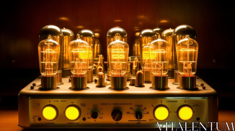 Vintage Glowing Vacuum Tube Amplifier Art AI Image