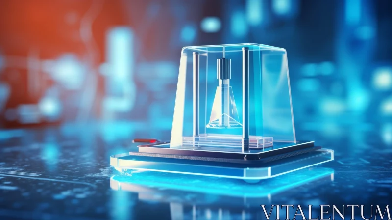 Glass Flask with Diamond - Futuristic 3D Rendering AI Image