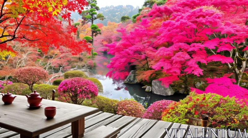 Serene Japanese Garden in Autumn - Beautiful Landscape AI Image
