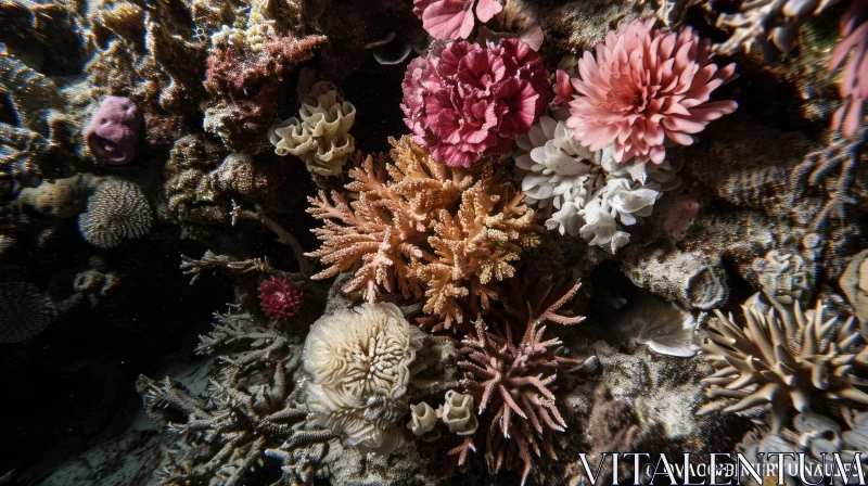A Captivating Underwater Scene with Colorful Corals and Marine Life AI Image