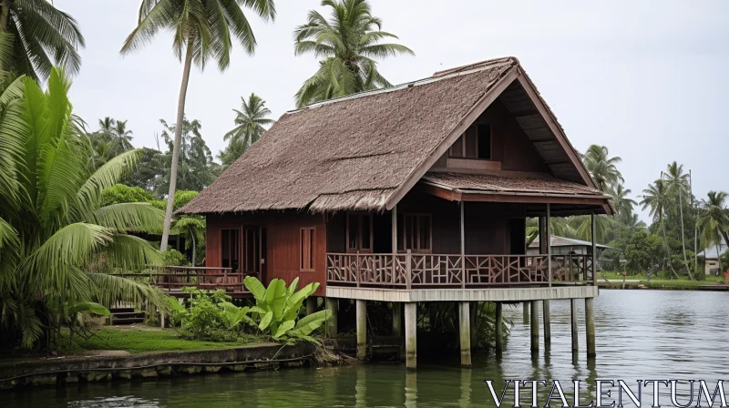 Enchanting Wooden House near the River | Sumatraism Inspired AI Image