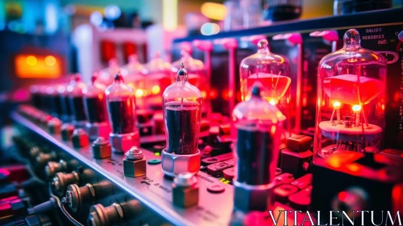 Luminous Vacuum Tube Close-Up | Electrical Signals Amplifier AI Image