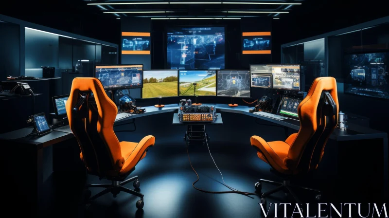 Modern Control Room with Futuristic Operator Chairs AI Image