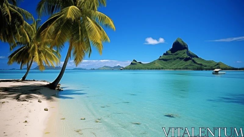 Bora Bora Palm Trees - Serene Maritime Beauty AI Image