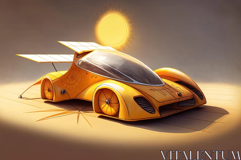 Captivating Orange Car with Solar System | Masterful Shading AI Image