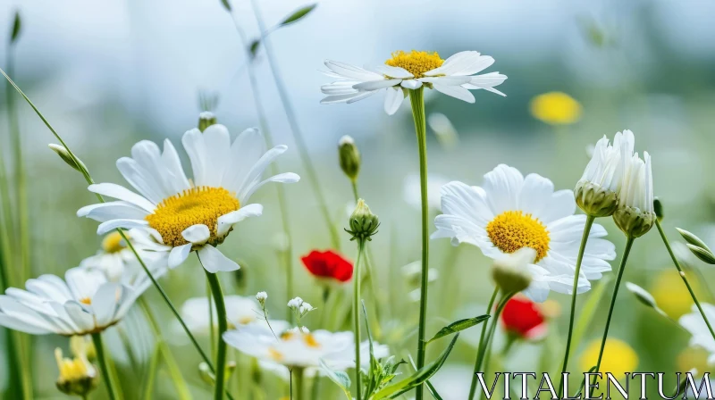 Close-up of Field of Daisies | Nature Photography AI Image