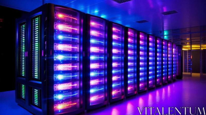 Cutting-Edge Data Center Interior | Server Racks & Bright Lights AI Image