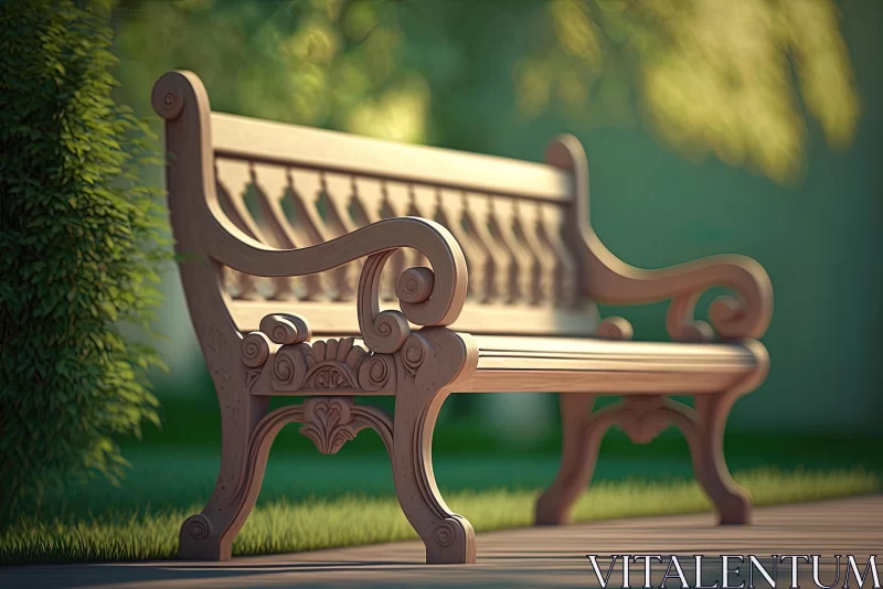 Oak Park Bench | Cinema4d Render | Hand-Painted Details AI Image