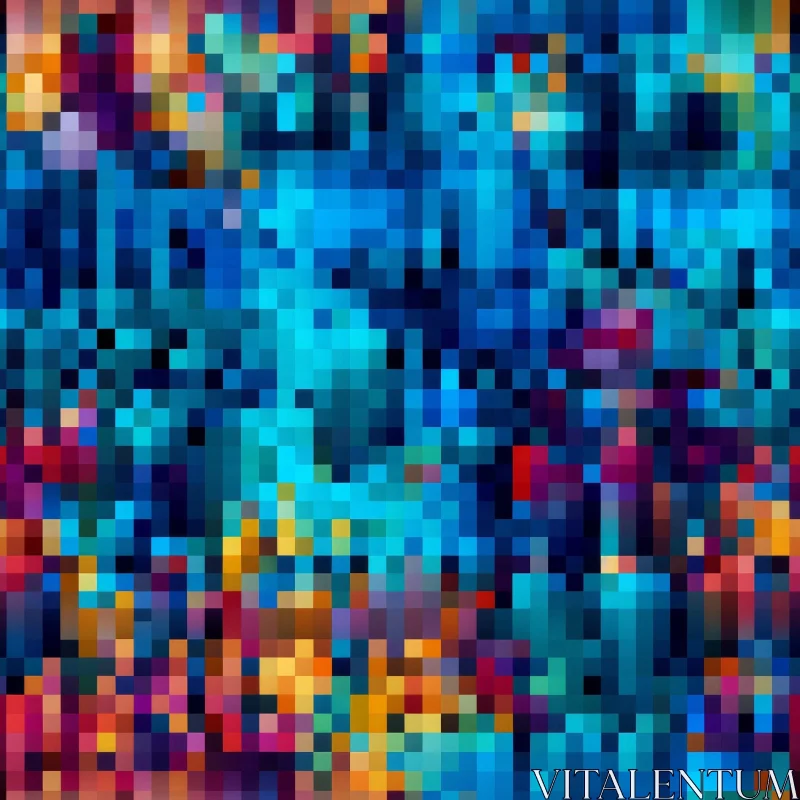 Pixelated Mosaic of Bright Colors AI Image