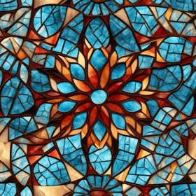 Seamless Floral Geometric Stained Glass Mosaic Pattern