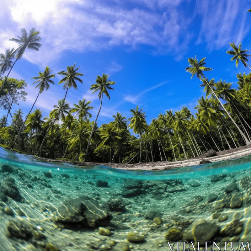 Captivating Palm Trees at Water's Edge | Nature Photography AI Image