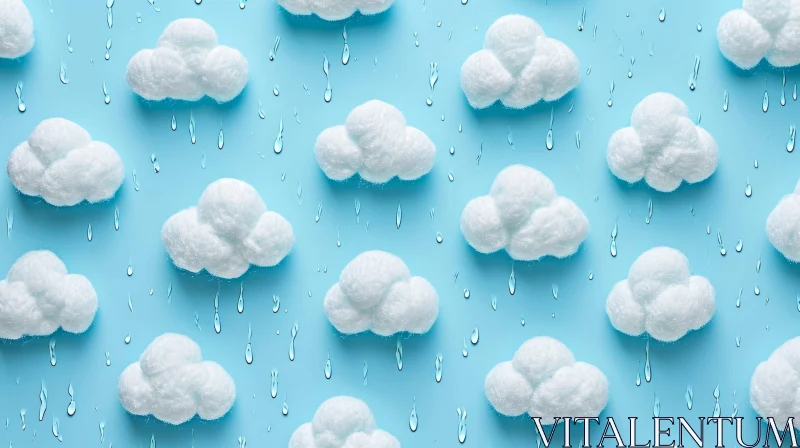 Clouds Seamless Pattern on Blue Background for Children's Book or Meditation App AI Image