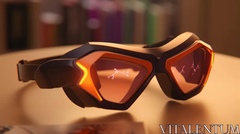 Futuristic Ski Goggles with Molecule Reflection | 3D Render AI Image