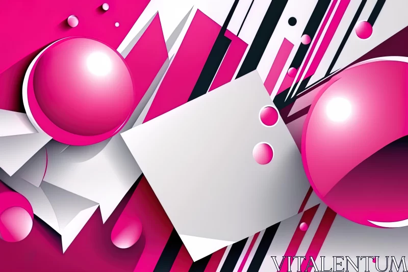 Pink and White Abstract Background with Cubist Elements AI Image