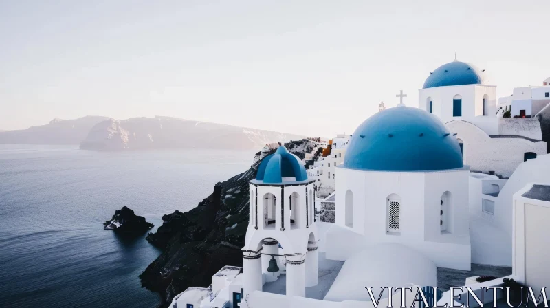 AI ART Santorini Greece: Captivating View of Aegean Sea and Cycladic Architecture