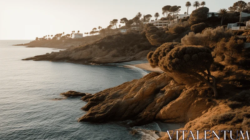 Captivating Coastal Views: A Mediterranean-inspired Beachscape AI Image