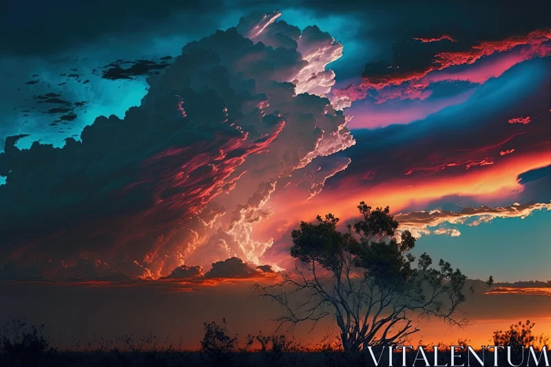 Captivating Sunset in the Australian Outback | Aggressive Digital Illustration AI Image