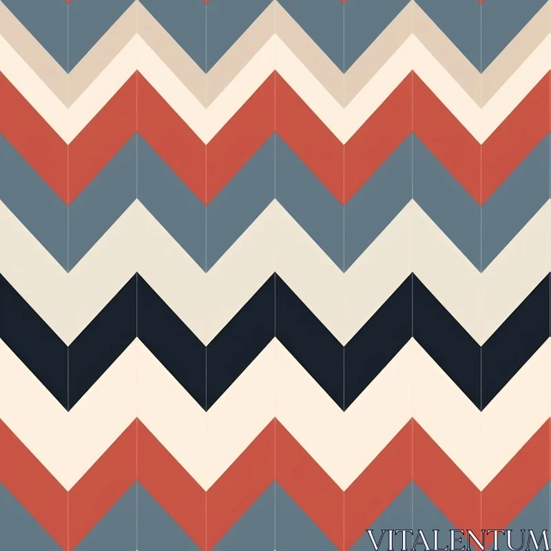 Chevron Pattern in Red, Blue, and Cream AI Image