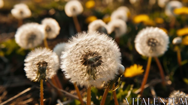 Close-up of a Dandelion Flower in a Field AI Image
