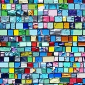 Colorful Staggered Square Tile Mosaic Art