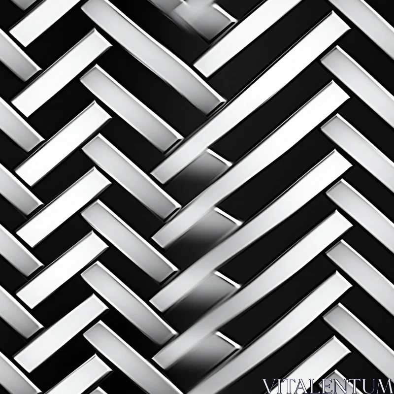 Black and White Herringbone Pattern - Geometric Design AI Image